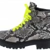 JP Wildone23 Black Snake Lace Up Lug Sole Ankle Boot