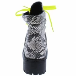 JP Wildone23 Black Snake Lace Up Lug Sole Ankle Boot