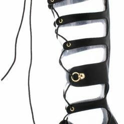 CAPE ROBBIN Boots Wine1 Black Block Heel Lace Up Gladiator Boot