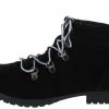 QUPID Boots Wyatte78 Black Suede Pu Lace Up Lug Sole Ankle Boot