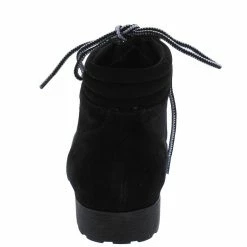 QUPID Boots Wyatte78 Black Suede Pu Lace Up Lug Sole Ankle Boot