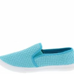 Pinky Footwear Shoes Yaffa02 Turquoise Basket Weave Slip On Sneaker Flat