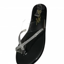 MACHI What's New Yale2 Black Embellished Cross Strap Flat Slide Sandal