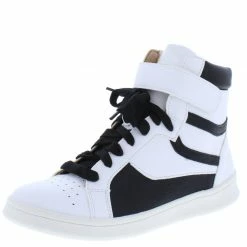 In Touch Kathleen220 Black White Two Tone Lace Up Sneaker Boot