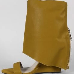 CRUNCH Zoto10 Olive Open Toe Discrete Wedge