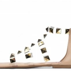 CAPE ROBBIN Tazia11 Nude Square Open Toe Rock Stud Gladiator Sandal What's New