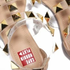 CAPE ROBBIN Tazia11 Nude Square Open Toe Rock Stud Gladiator Sandal What's New