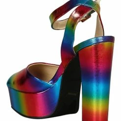 JP What's New Admire17 Rainbow Peep Toe Ankle Strap Platform Heel