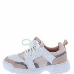 Forever Link What's New Adobe16k White Pink Kids Multi Lace Up Sneaker Flat