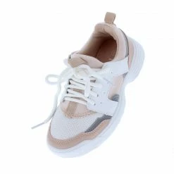 Forever Link What's New Adobe16k White Pink Kids Multi Lace Up Sneaker Flat