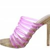ELEGANCE Alina1 Fuchsia Strappy Open Toe Cork Stiletto Heel What's New