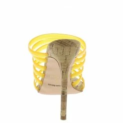ELEGANCE Alina1 Yellow Strappy Open Toe Cork Stiletto Heel What's New