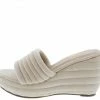 ELEGANCE Alisha1 Nude Quilted Open Toe Platform Slide Wedge What's New