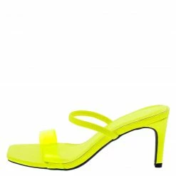 JP Always03 Neon Yellow Lucite Open Toe Mule Slide Heel
