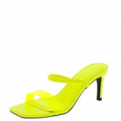 JP Always03 Neon Yellow Lucite Open Toe Mule Slide Heel