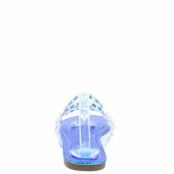 SPRINGLAND Shoes Andina03 Blue Jeweled Lucite Open Toe Slide Flat Sandal