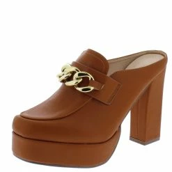In Touch Chloe1 Tan Pu Chain Loafer Platform Heel What's New