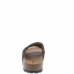 Legend Shoes Audrina08 Black Studded Open Toe Flat Slide Sandal