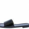 Legend What's New Bandit04 Black Square Open Toe Flat Slide Sandal
