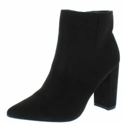 JP What's New Bellflower09 Black Pointed Toe Block Heel Ankle Boot