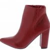 JP Bellflower09 Red Lizard Pointed Toe Block Heel Ankle Boot Boots