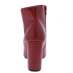 JP Bellflower09 Red Lizard Pointed Toe Block Heel Ankle Boot Boots