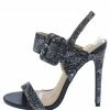 Elegant Berkley3 Black Snake Buckle Open Toe Slingback Heel