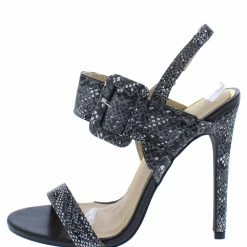 Elegant Berkley3 Black Snake Buckle Open Toe Slingback Heel