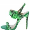 Elegant Berkley3 Green Snake Buckle Open Toe Slingback Heel