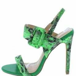 Elegant Berkley3 Green Snake Buckle Open Toe Slingback Heel