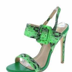 Elegant Berkley3 Green Snake Buckle Open Toe Slingback Heel