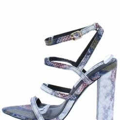 Weeboo Bess1 Snake Multi Purple Strappy Open Toe Block Heel Shoes