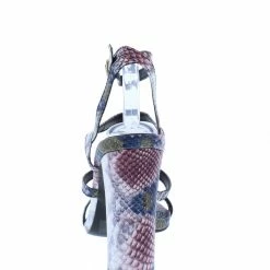 Weeboo Bess1 Snake Multi Purple Strappy Open Toe Block Heel Shoes