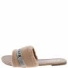 SPRINGLAND Betty03ja Pink Bougie Rhinestone Faux Fur Slide Sandal Shoes