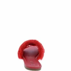 SPRINGLAND Betty03ja Red Bougie Rhinestone Faux Fur Slide Sandal