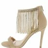 ELEGANCE Bling1 Nude Open Toe Chain Ankle Strap Stiletto Heel What's New