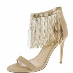 ELEGANCE Bling1 Nude Open Toe Chain Ankle Strap Stiletto Heel What's New