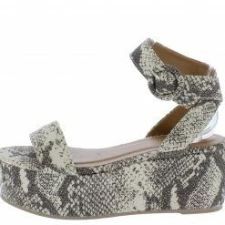 QUPID Blondie20 Stone Taupe Snake Pu Women's Wedge Shoes