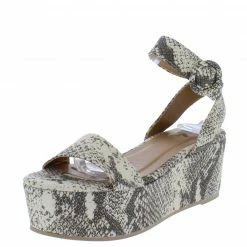 QUPID Blondie20 Stone Taupe Snake Pu Women's Wedge Shoes