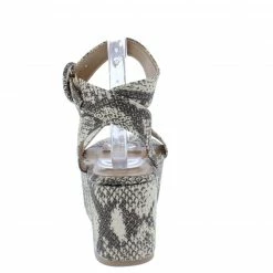 QUPID Blondie20 Stone Taupe Snake Pu Women's Wedge Shoes