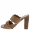 Bamboo What's New Blowup05 Tan Soft Pu Dual Band Open Toe Tapered Stacked Heel