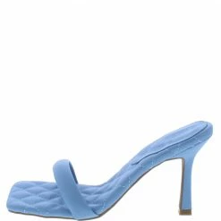 Legend Bona25 Light Blue Square Open Toe Quilted Slide Heel