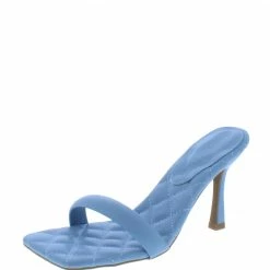 Legend Bona25 Light Blue Square Open Toe Quilted Slide Heel