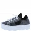CAPE ROBBIN What's New Bon Bon Black Lucite Lace Up Lug Platform Sneaker Flat