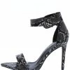 ELEGANCE Borry4 Black Snake Pointed Open Toe Ankle Strap Heel What's New