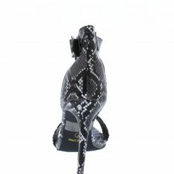 ELEGANCE Borry4 Black Snake Pointed Open Toe Ankle Strap Heel What's New