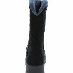 SUP Charlotte171 Black Quilted Faux Fur Lined Lug Sole Boot