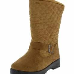 SUP Charlotte171 Camel Quilted Faux Fur Lined Lug Sole Boot