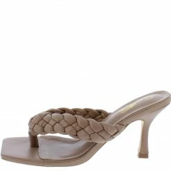 Mata What's New Braids1 Nude Braided Thong Open Toe Mule Heel