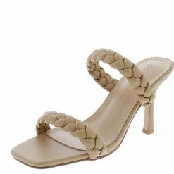 Legend Brayli03 Nude Pu Braided Dual Strap Mule Heel